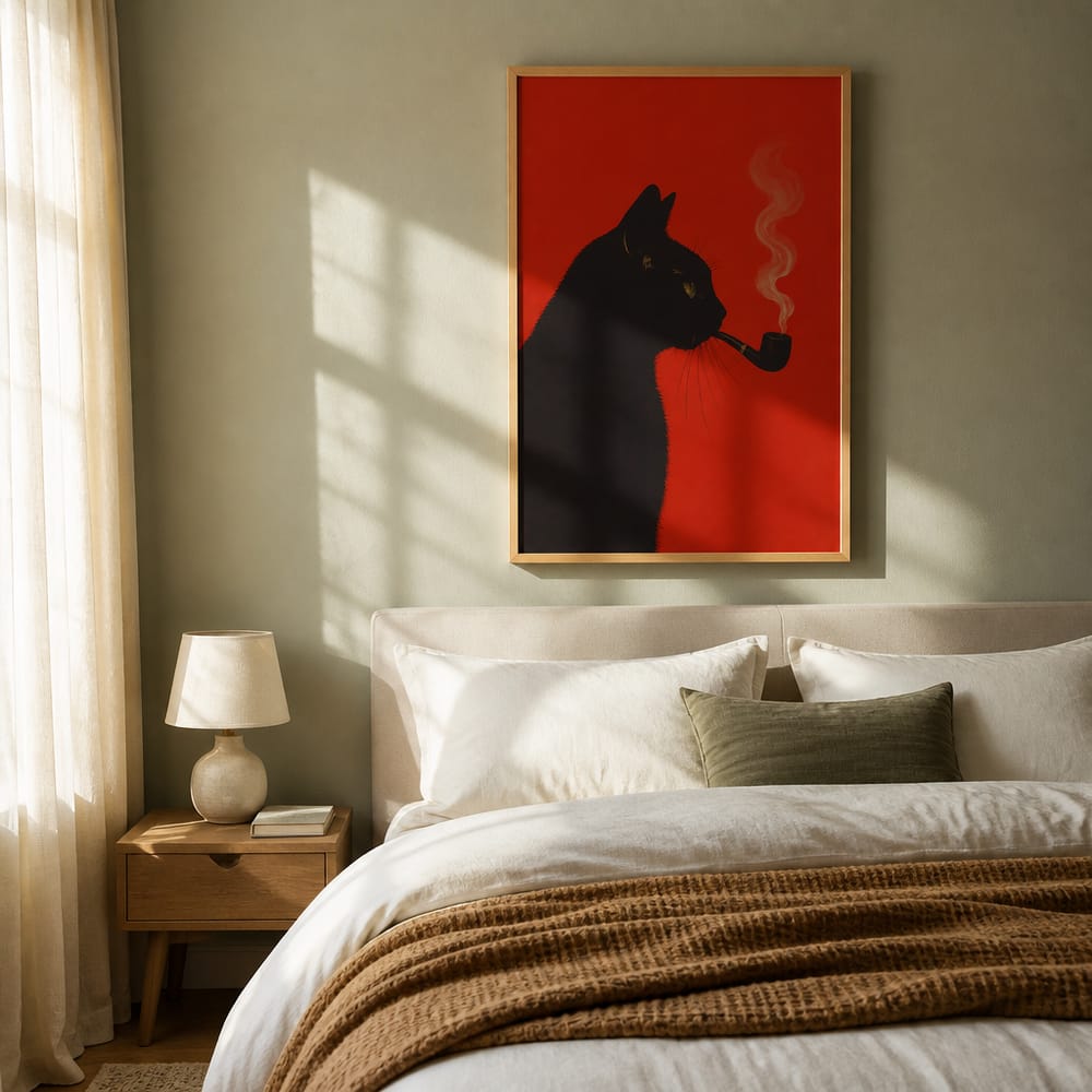 Poster mockup in a bedroom